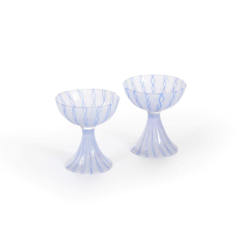 Coppia di coppe in vetro di Murano. XX secolo  - Asta Antiquariato - Cambi Casa d'Aste