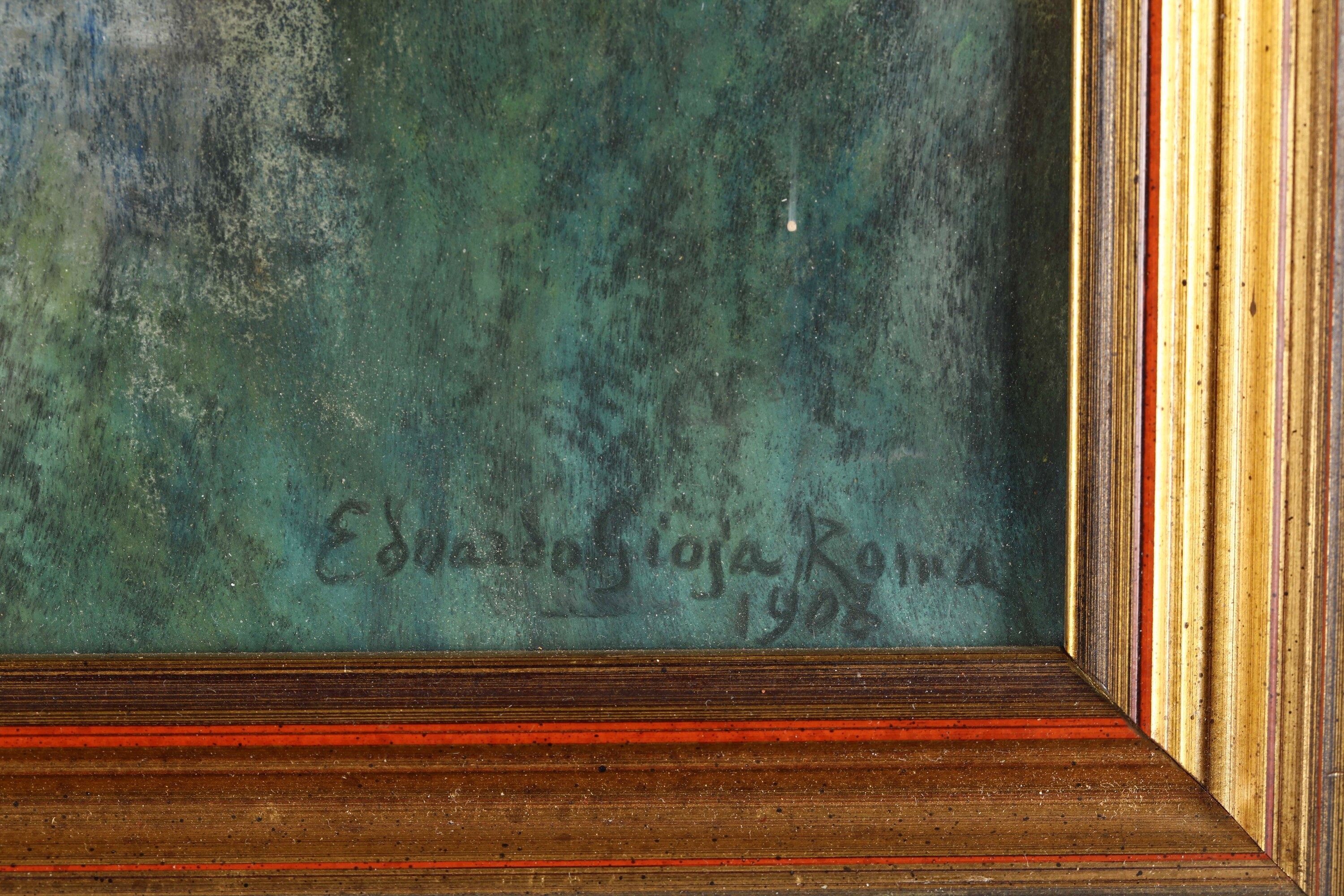 Edoardo Gioja - Veduta architettonica, pastello su cartone
