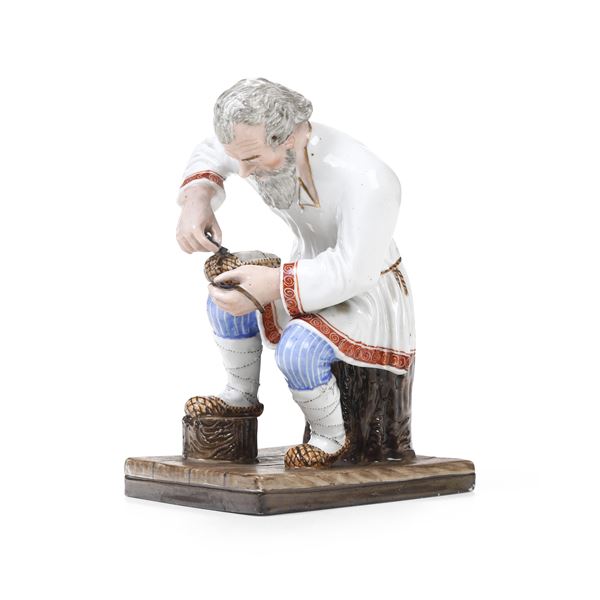 Figurina di calzolaio Gorbounovo (Mosca), Manifattura Alexander Popov, circa metà del XIX secolo 