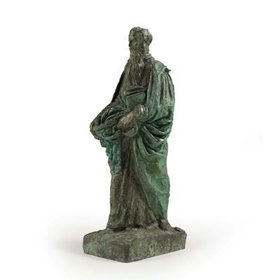 Fonditore del XX secolo, Filosofo in bronzo a patina verde