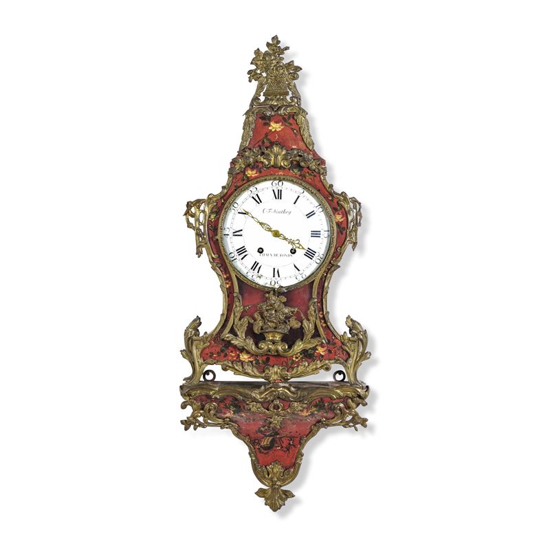 Pendola cartel con mensola. C.J. Mathey, La Chaux-de-Fonds, Svizzera, XVIII-XIX secolo  - Auction Italian Mansions - Cambi Casa d'Aste