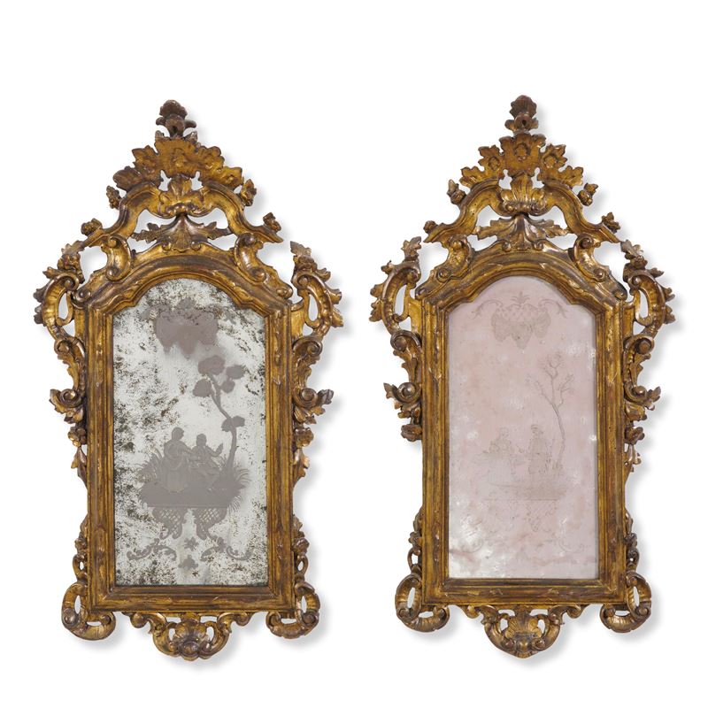 Coppia di specchiere. Italia settentrionale, XVIII secolo  - Auction Italian Mansions - Cambi Casa d'Aste