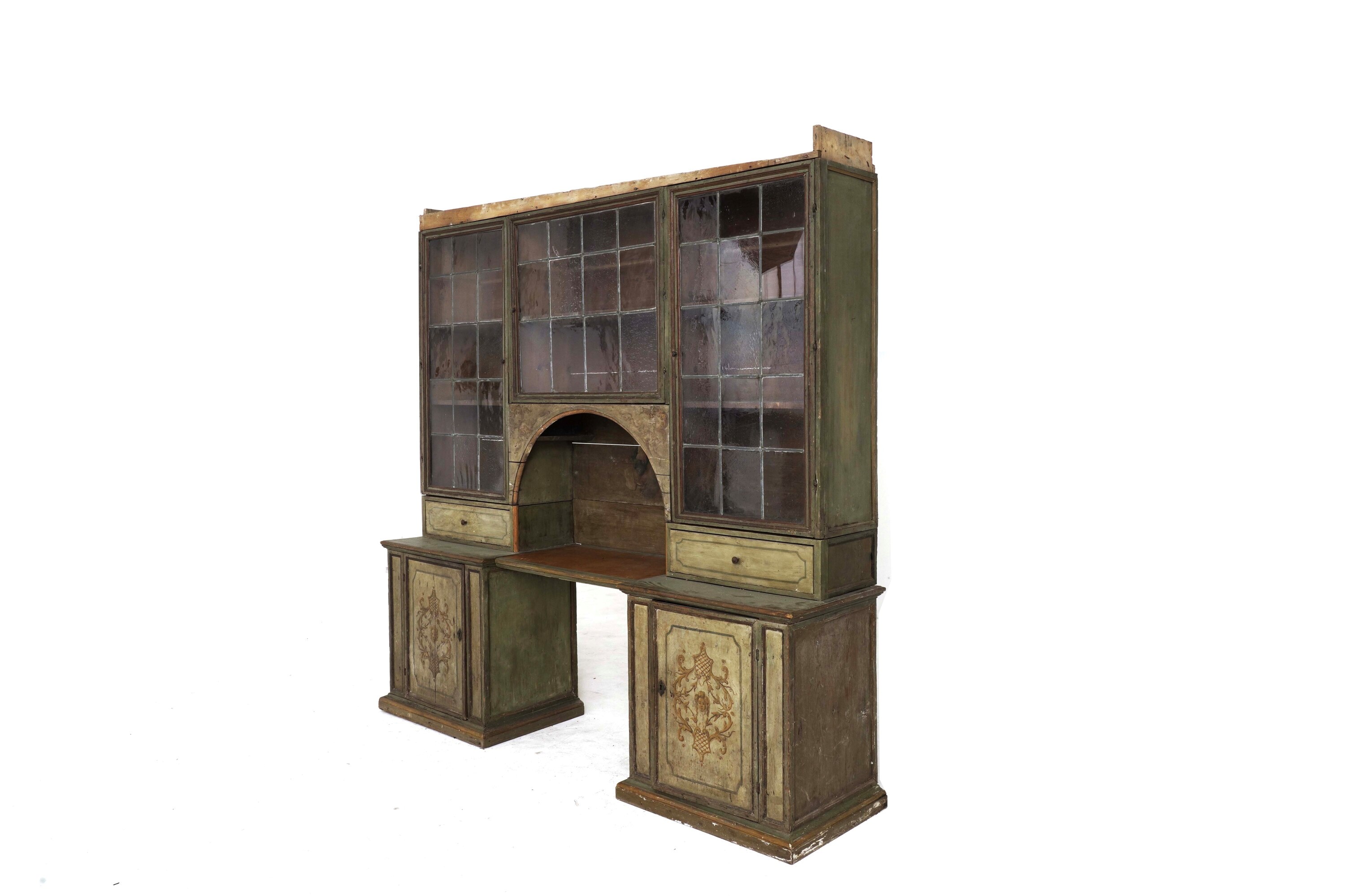 Grande Libreria a Ponte in Legno Laccato. XVIII-XIX Secolo