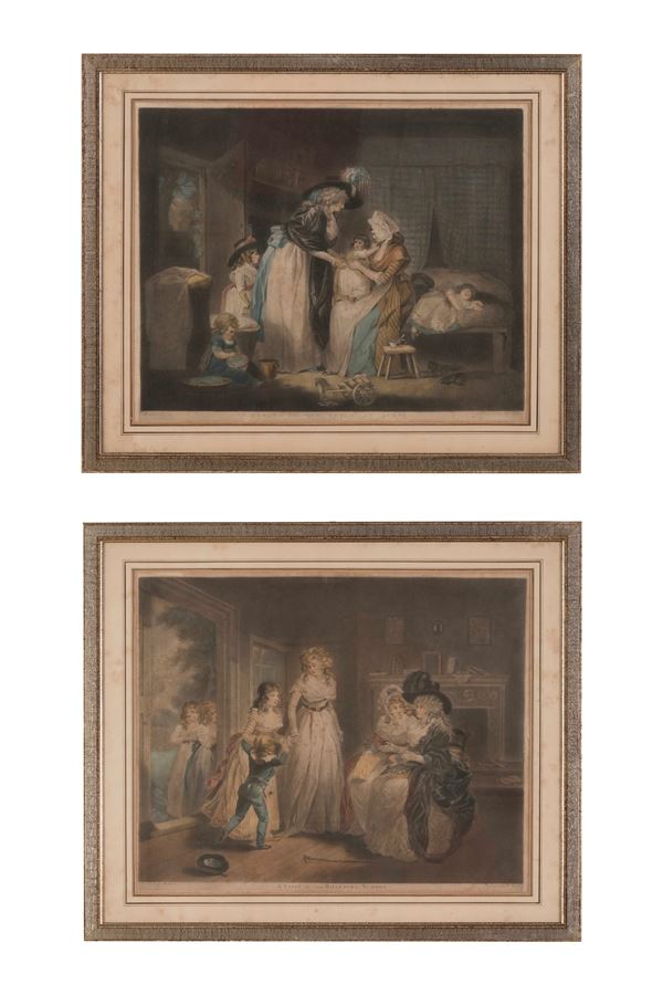 Ward William (1766-1826) da George Morland (1763-1804) A visit to the boarding school / A visit to the child at nurse