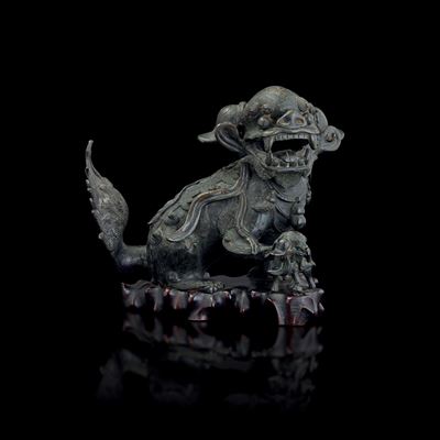 Figura di Cane di Pho in Bronzo, Cina, Dinastia Qing, Epoca Qianlong (1736-1796)