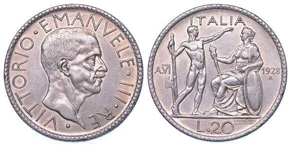 REGNO D’ITALIA. VITTORIO EMANUELE III DI SAVOIA, 1900-1946. 20 Lire 1928/VI. Littore.