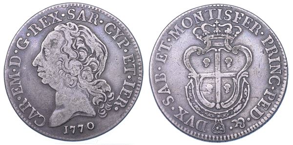 REGNO DI SARDEGNA. CARLO EMANUELE III DI SAVOIA, 1755-1773 (MONETAZIONE PER LA SARDEGNA). Mezzo Scudo Sardo 1770.