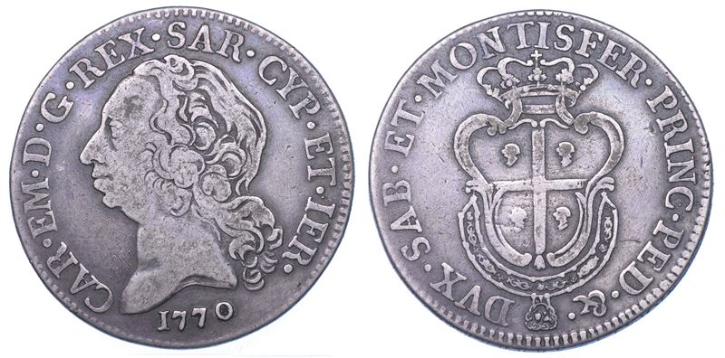 REGNO DI SARDEGNA. CARLO EMANUELE III DI SAVOIA, 1755-1773 (MONETAZIONE PER LA SARDEGNA). Mezzo Scudo Sardo 1770.  - Auction Numismatics - Cambi Casa d'Aste