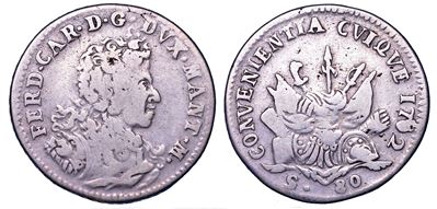Mantova, Ferdinando Carlo Gonzaga Nevers, 2 Lire 1702