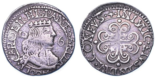 CAGLIARI. CARLO II DI SPAGNA, 1665-1700. 2,5 Reali 1700.