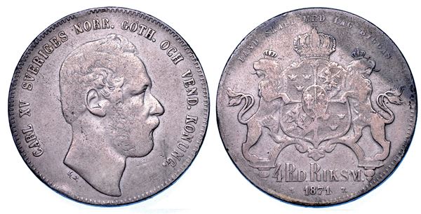 SVEZIA. CARL XV, 1859-1872. 4 Riksdaler.