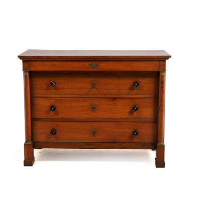 Comò in legno a quattro cassetti, stile Impero