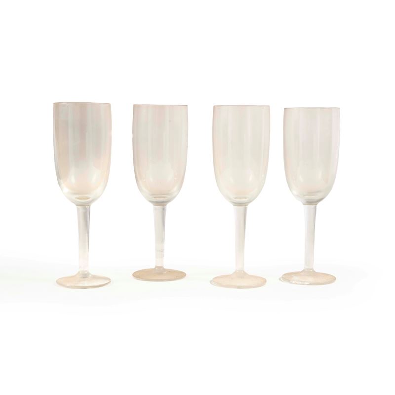 Quattro flutes in vetro  - Auction Antiques - Cambi Casa d'Aste