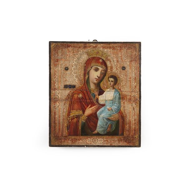 Icona raffigurante la Deipara Odigitria, Russia XIX secolo