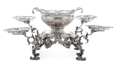 Epergne. Londra, XVIII Secolo. Cestini: 1755, Argentiere William Cripps Bracci con Marchio Ap Non...