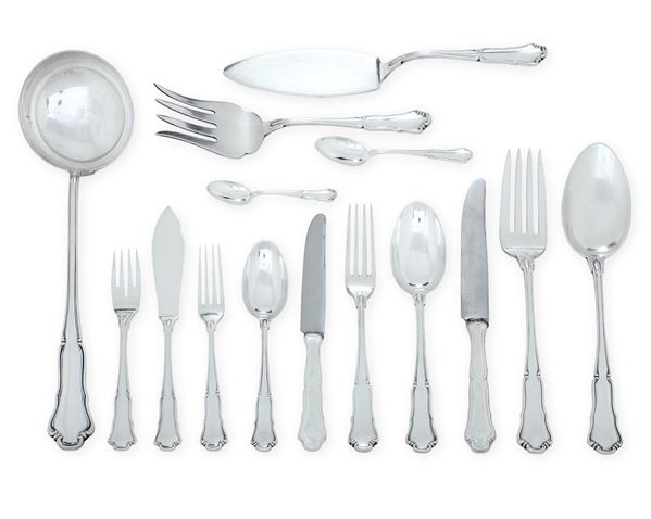 Servizio di posate. Argenteria italiana del XX secolo, argentiere Clementi, Bologna