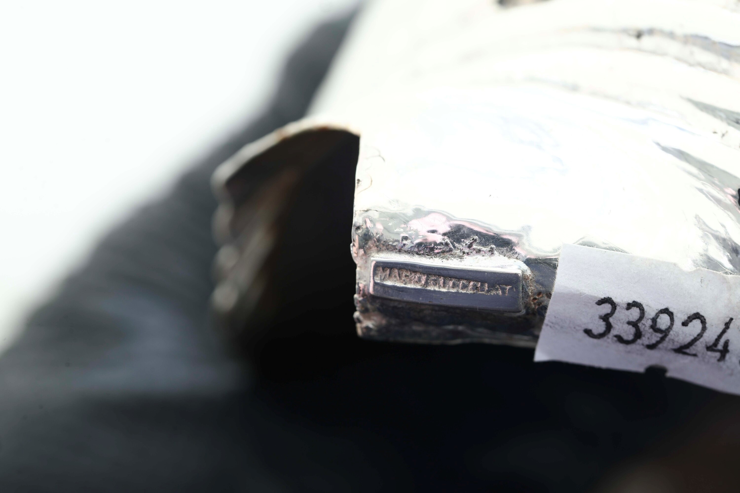 Conchiglia rivestita in argento. Etichetta con firma "Mario Buccellati". Italia XX secolo