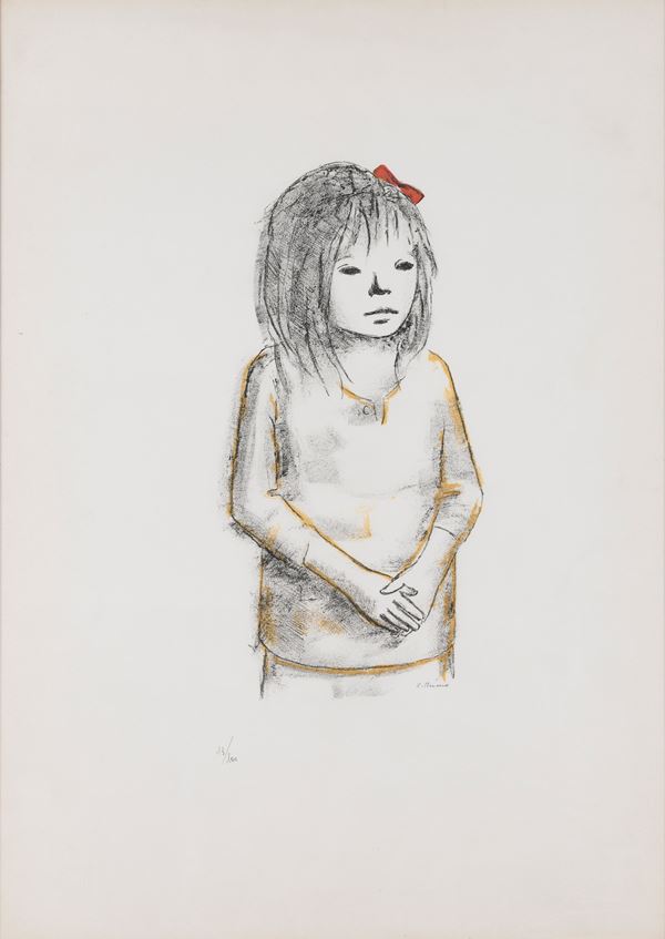 Bimba con fiocchetto rosso