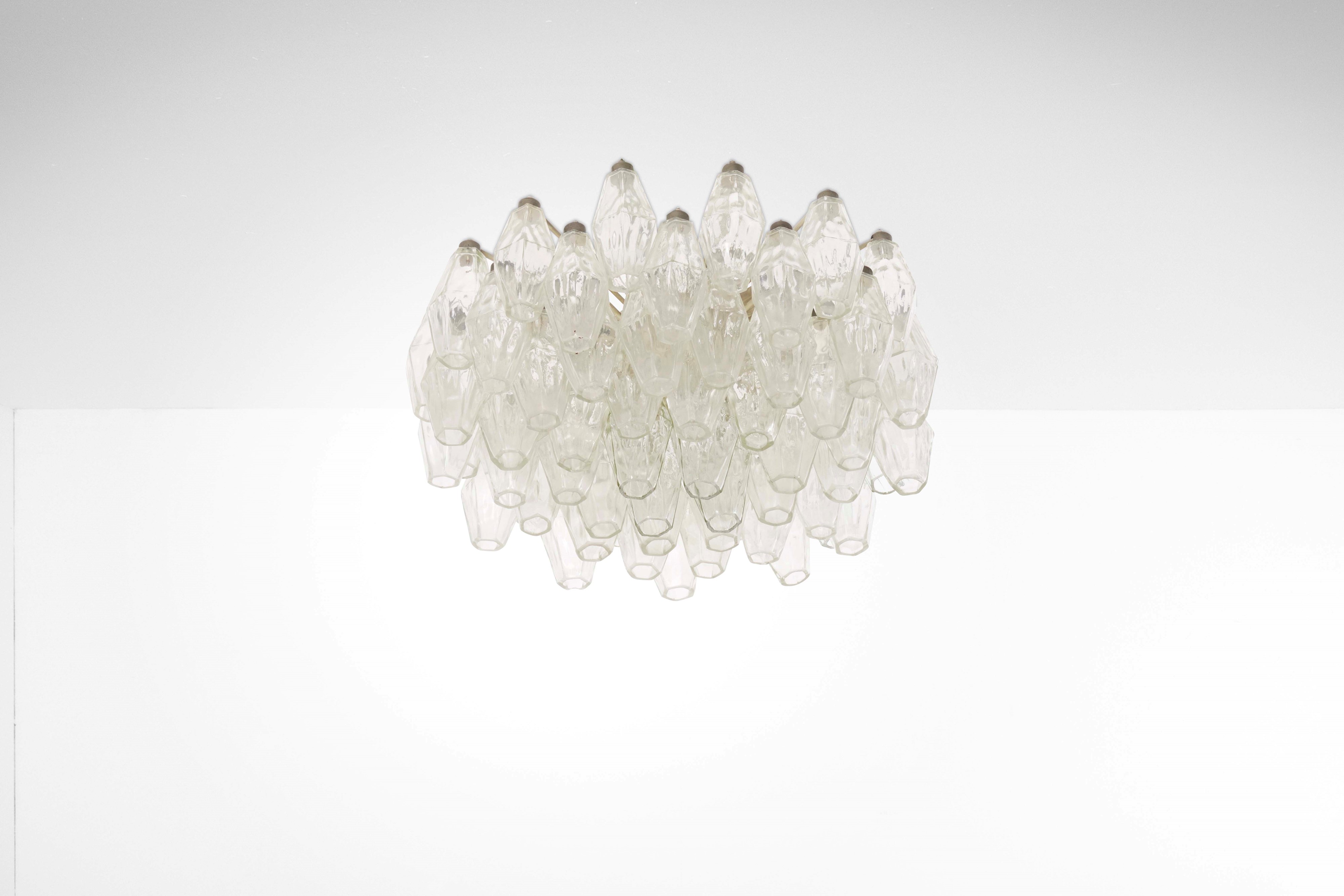 Venini - Lampada a plafone in vetro di Murano e metallo