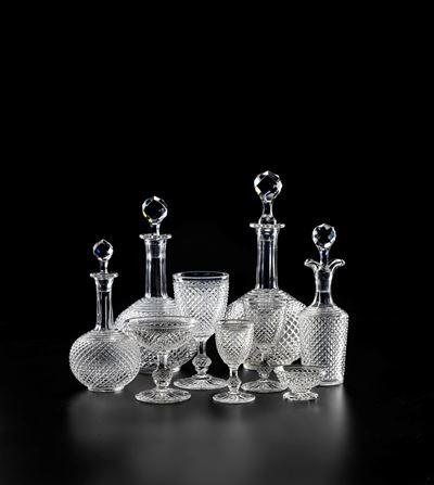 Servizio di Calici “diamants Biseaux” Francia, Manifattura Baccarat, Fine del XIX - Inizi del XX ...