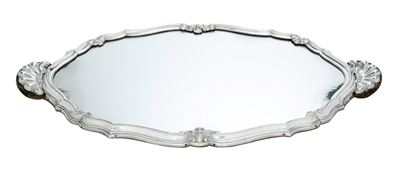Présentoir a Specchio con Cornice Mistilinea e Anse a Ventaglio. Argenteria Italiana del XX Secol...
