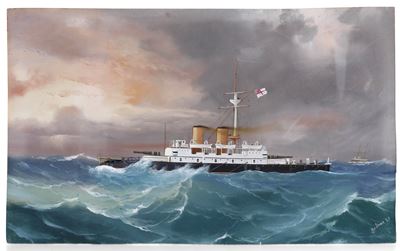 Royal Navy HMS Nilo in navigazione, olio su tela