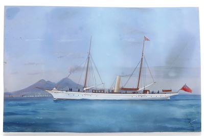 Ritratto dello Yacht Gertrude nel golfo di Napoli, 1891, olio su tela
