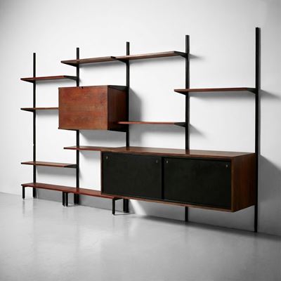Libreria, metallo e legno laccato, Italia, circa 1970
