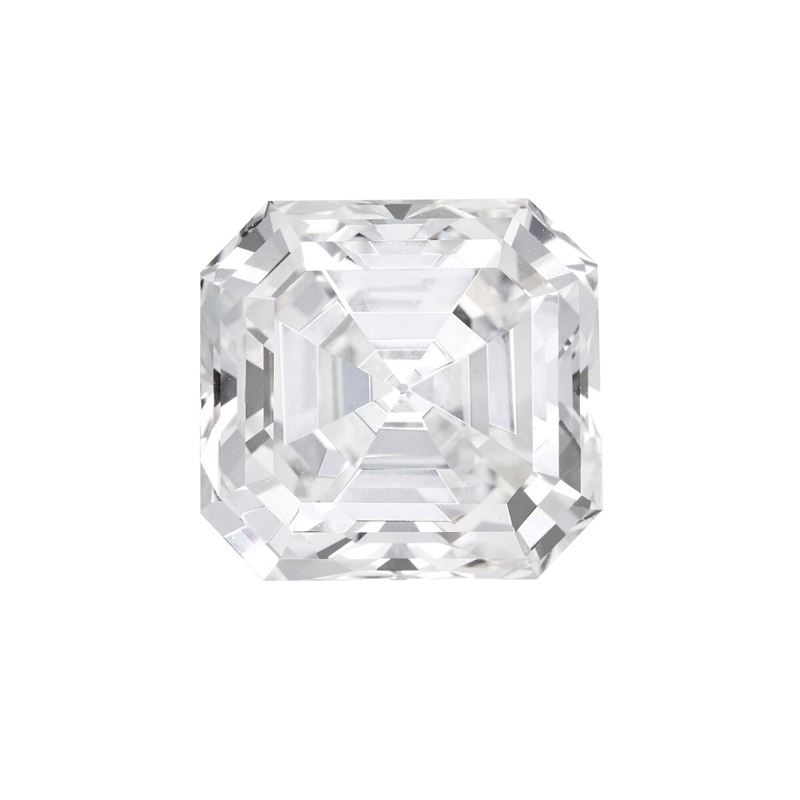 Octaconal step-cut diamond weighing 6.75 carats, color D, clarity VVS2, fluorescence none. Gemmological Report R.A.G. Torino n. DR25012  - Auction Fine Jewellery - Cambi Casa d'Aste