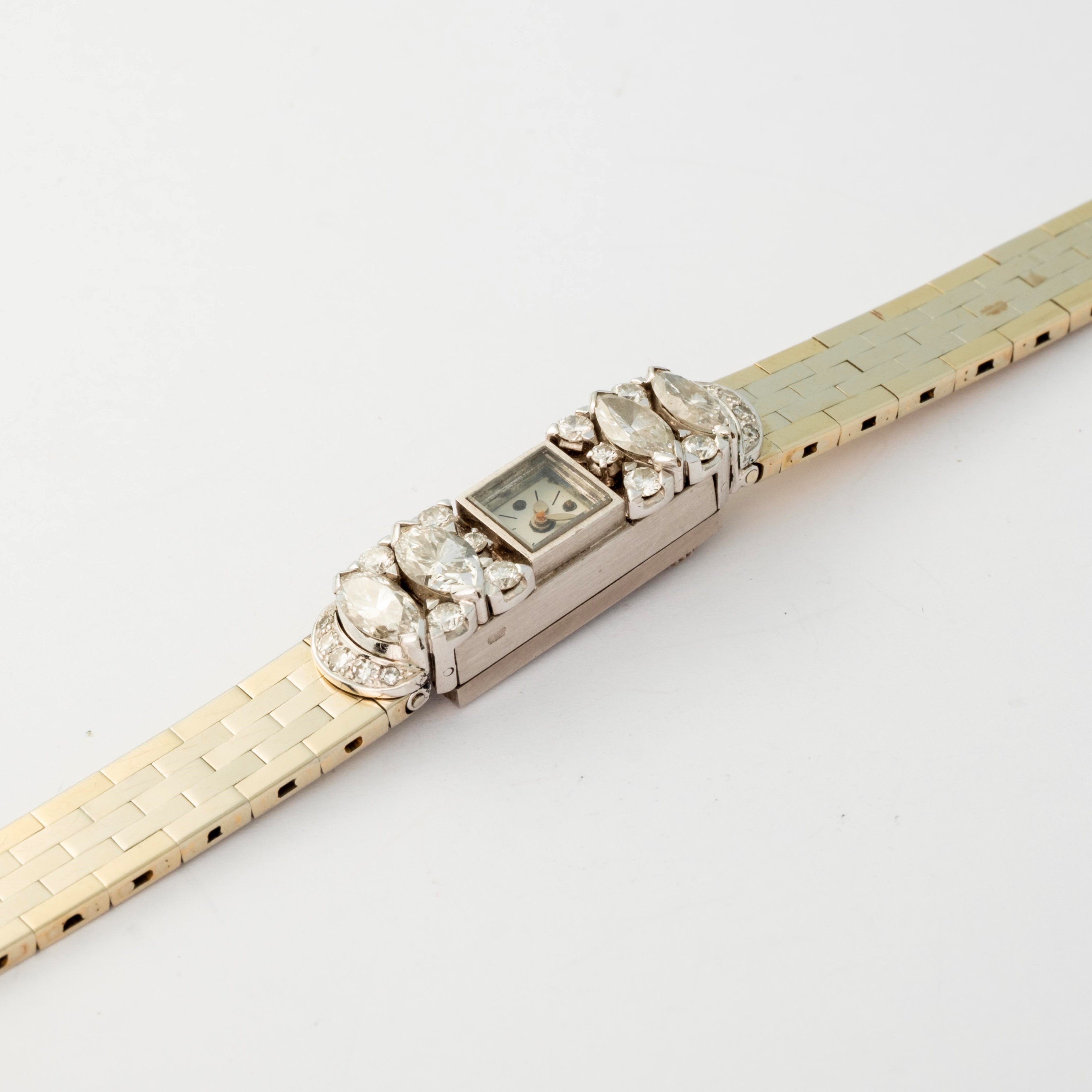 Vacheron & Constantin - Cocktail Watch Duoplan Art Déco in oro bianco 18k e diamanti, circa 1920