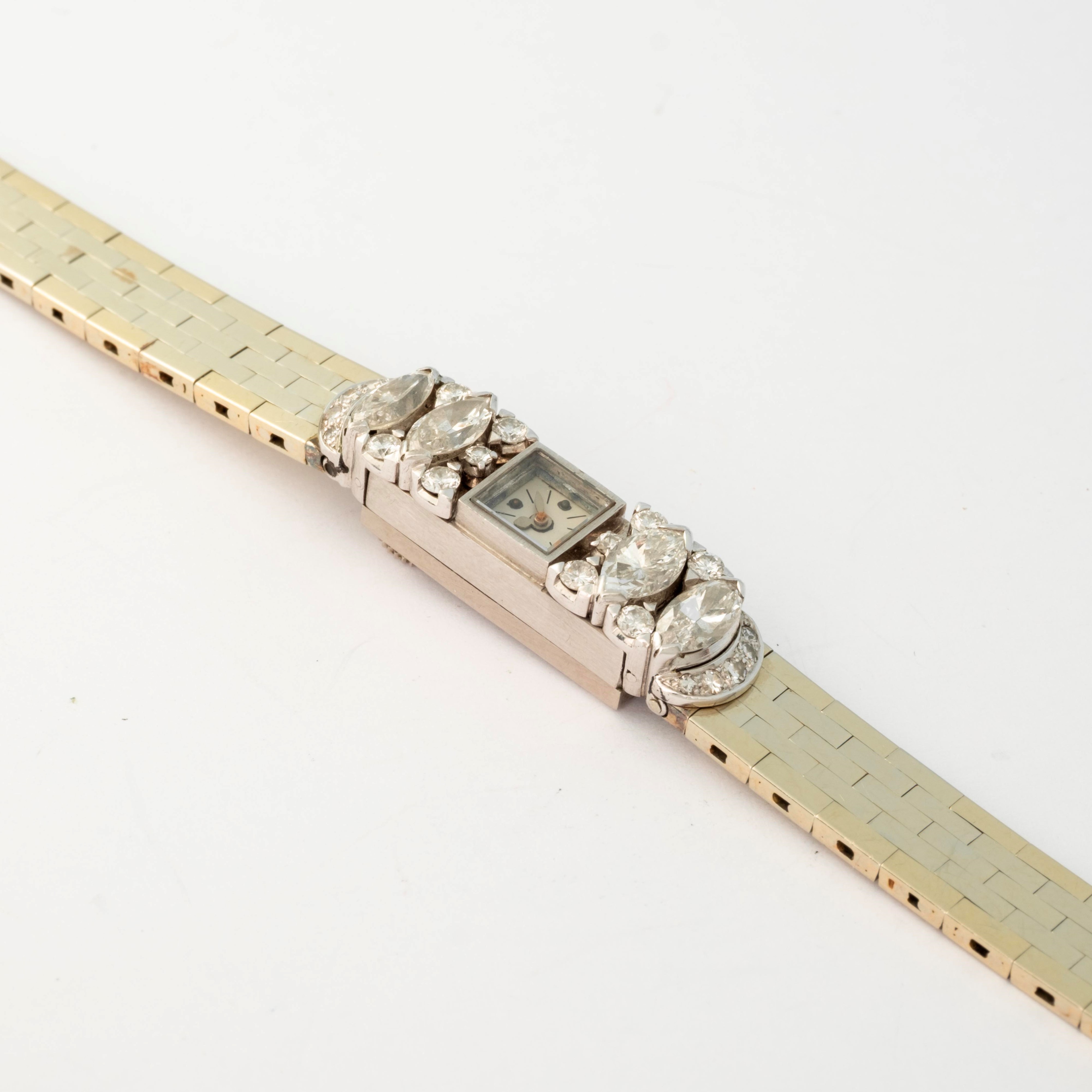 Vacheron & Constantin - Cocktail Watch Duoplan Art Déco in oro bianco 18k e diamanti, circa 1920