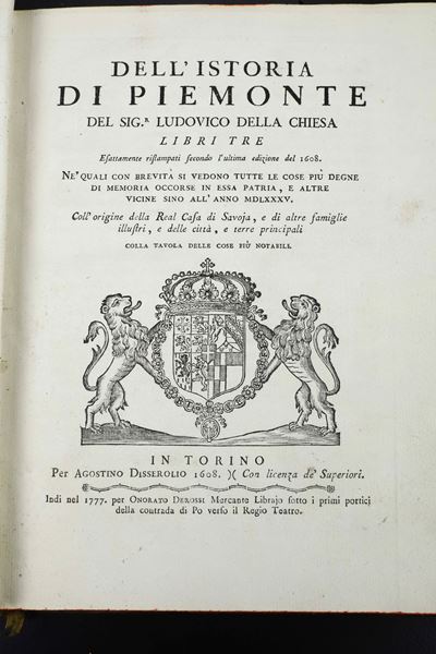 Della Chiesa, Ludovico, Dell'Istoria di Piemonte, Torino, 1608