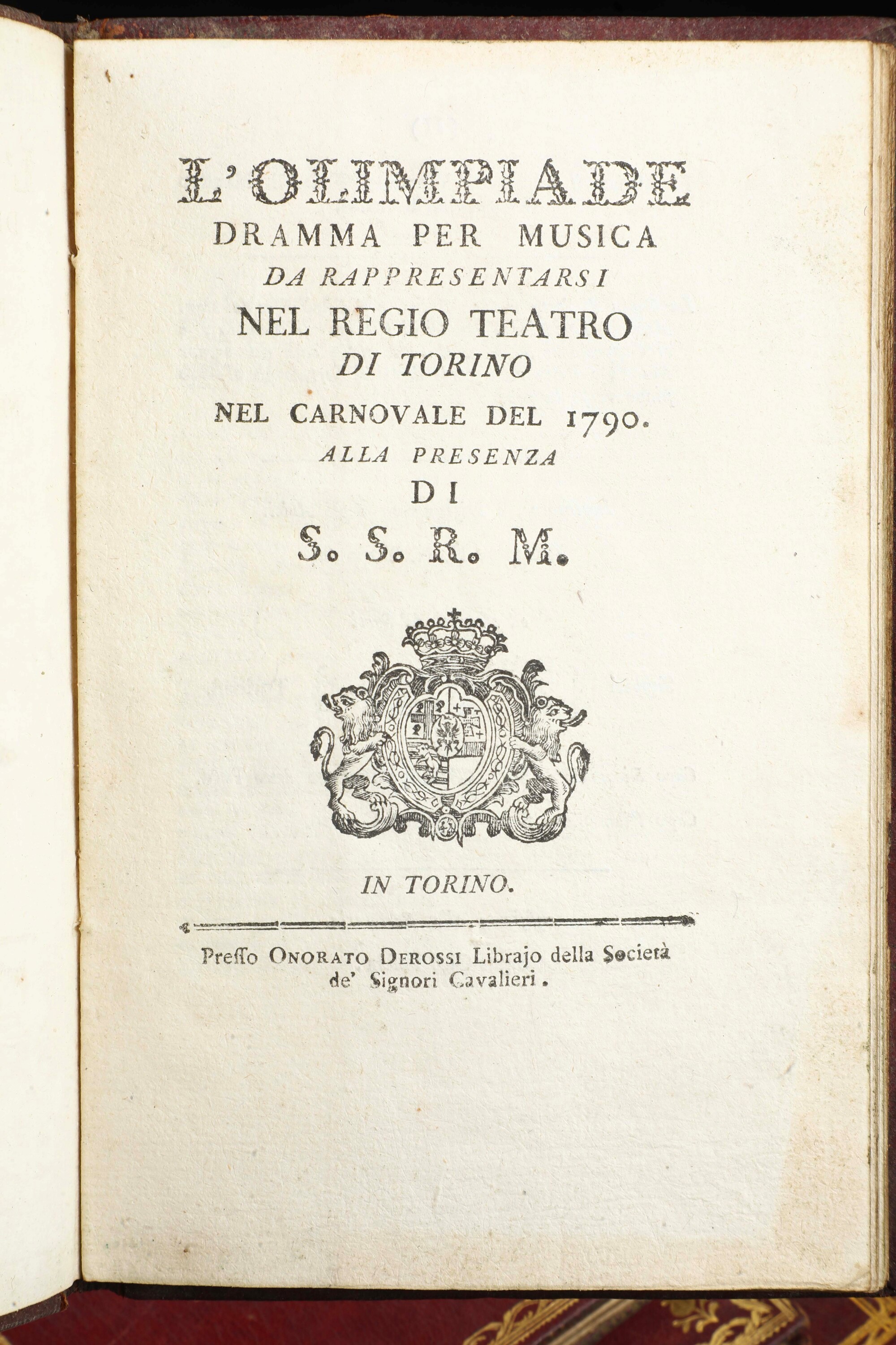 Bel Lotto di 10 Libretti D’opera in Eleganti Rilegature alle Armi Savoia. Fine XVIII-XIX Secolo