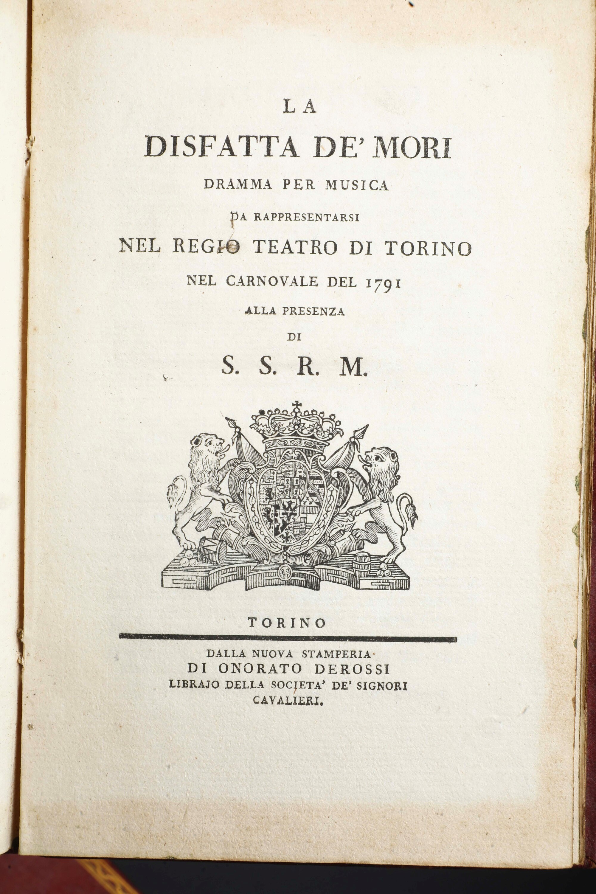 Bel Lotto di 10 Libretti D’opera in Eleganti Rilegature alle Armi Savoia. Fine XVIII-XIX Secolo