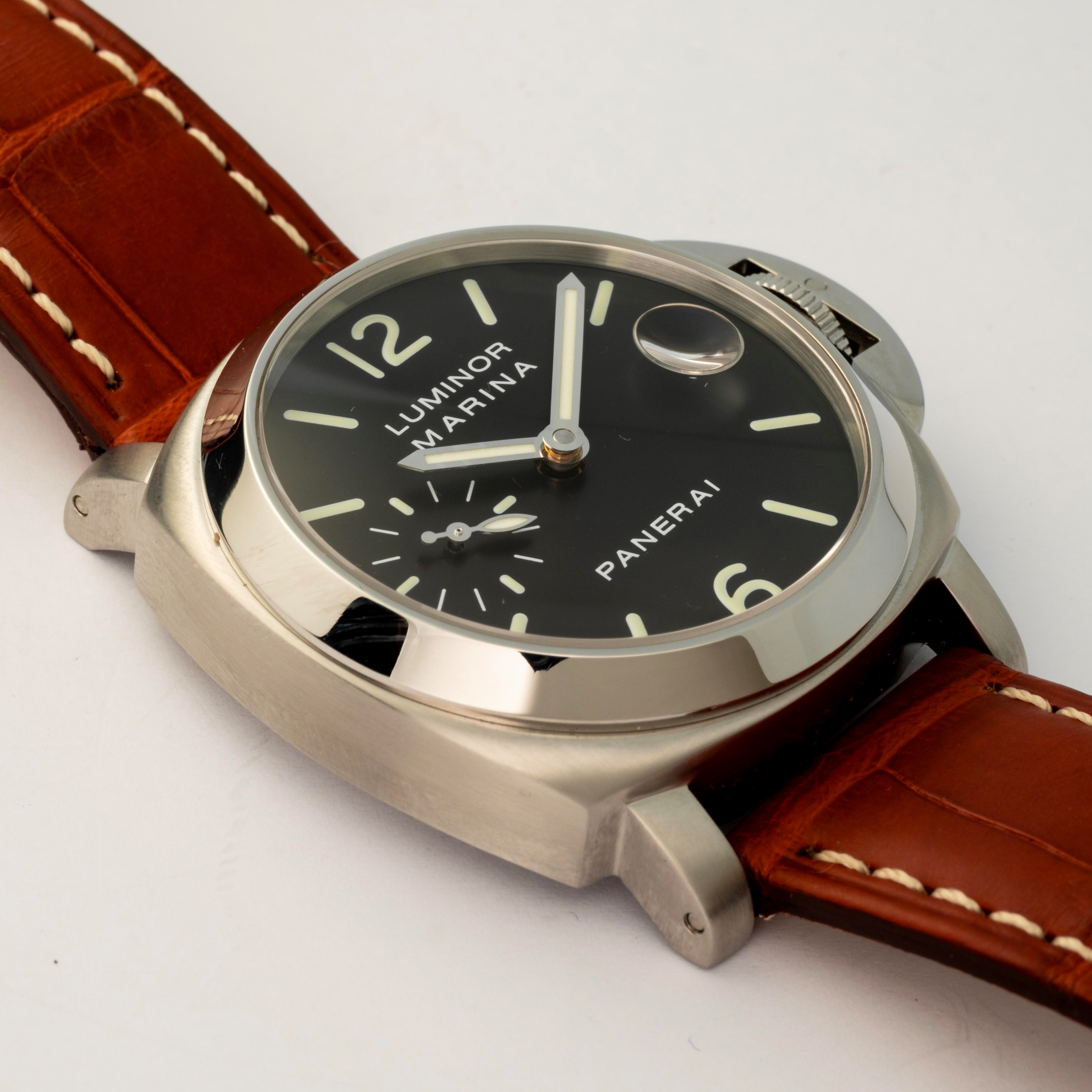 Officine Panerai - Luminor Marina in acciaio con quadrante nero, circa 2002