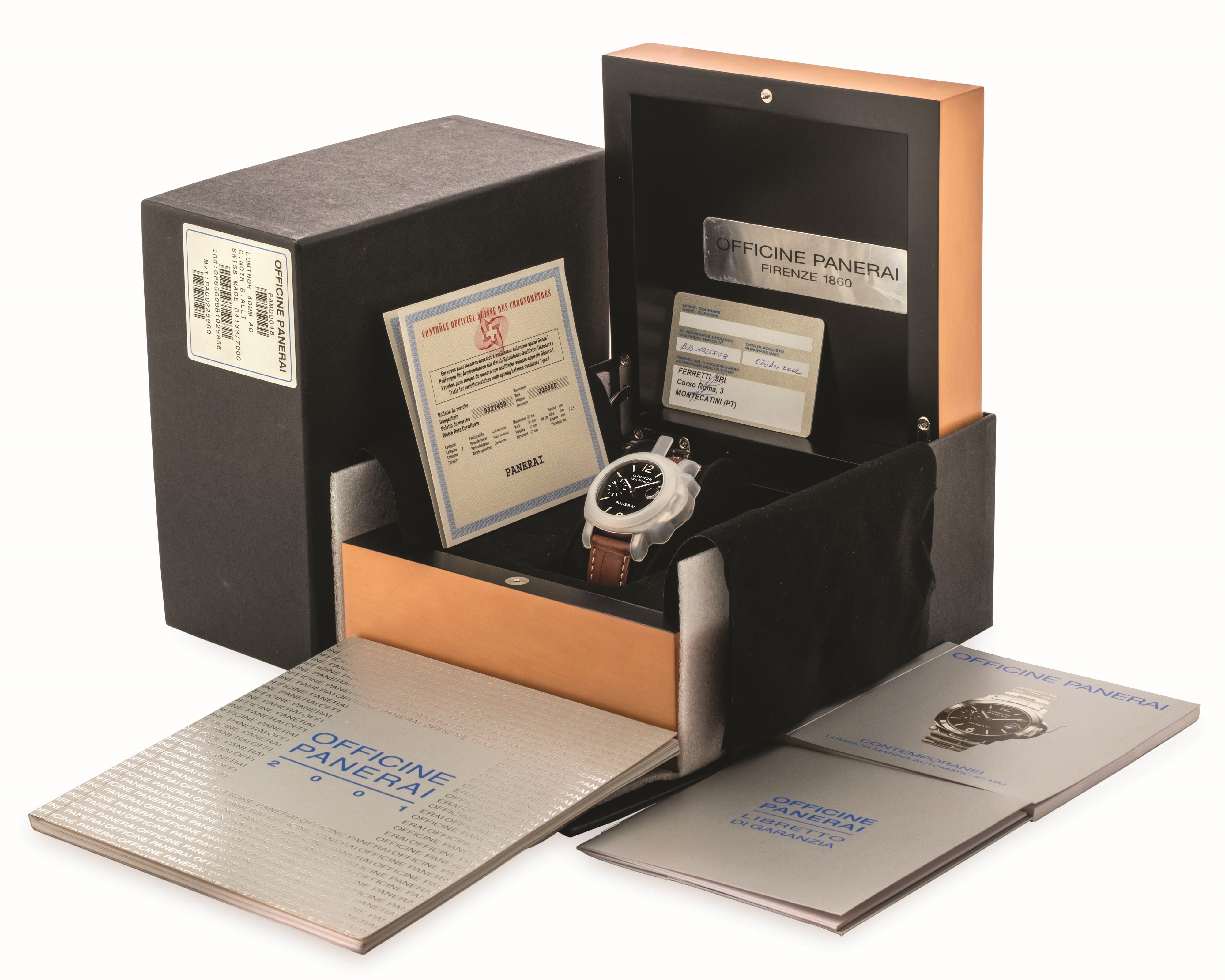 Officine Panerai - Luminor Marina in acciaio con quadrante nero, circa 2002