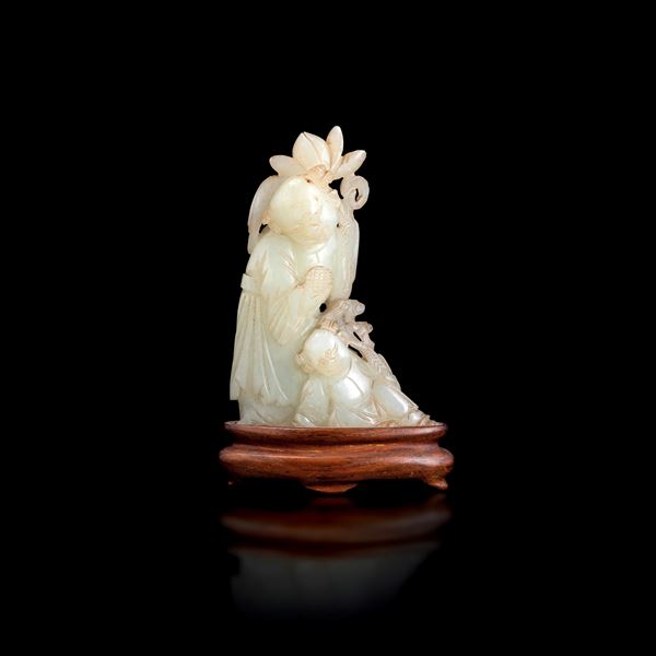 Figure carved in white jade, China, Qing Dynasty, 19th century