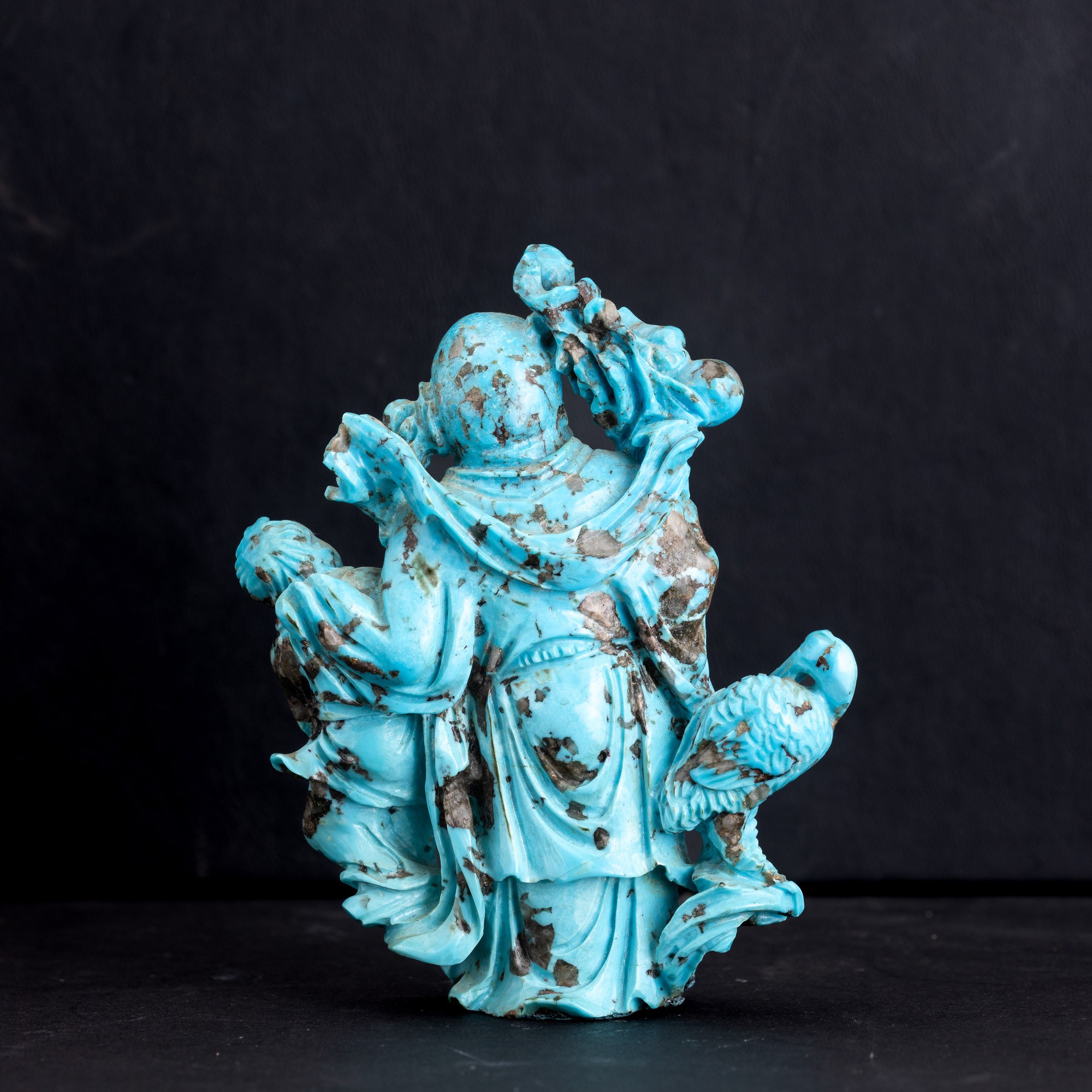 Figura di saggio, turchese scolpito, Cina, XX secolo