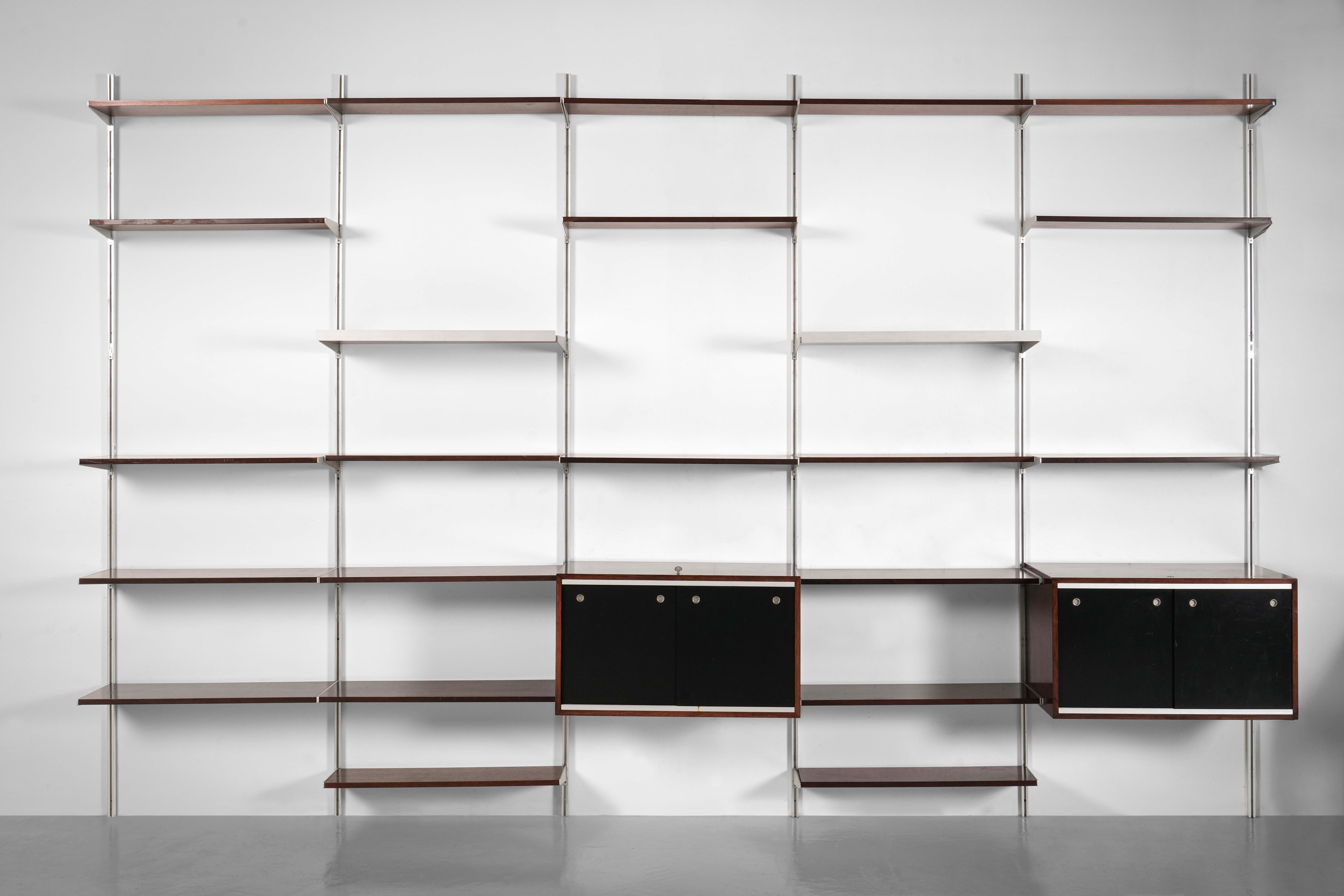 George Nelson - Libreria da parete in alluminio e metallo cromato, 1970 circa