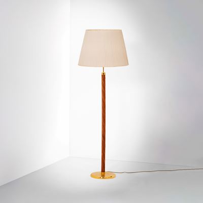 Lampada da terra in ottone e vimini