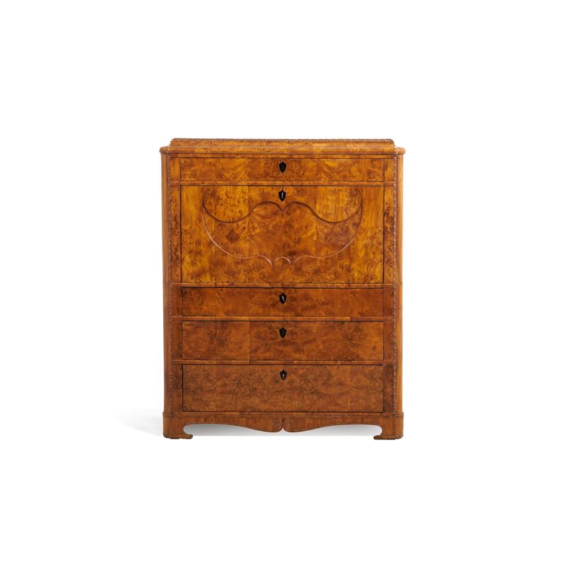 Secretaire Biedermeier lastronato. XIX secolo  - Auction Antiques - Cambi Casa d'Aste
