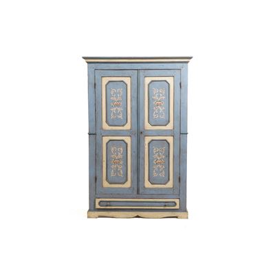 Armadio a Due Ante in Legno Laccato e Dipinto. XX Secolo
