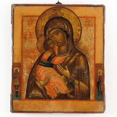 Icona Raffigurante Madonna con Bambino. XIX Secolo