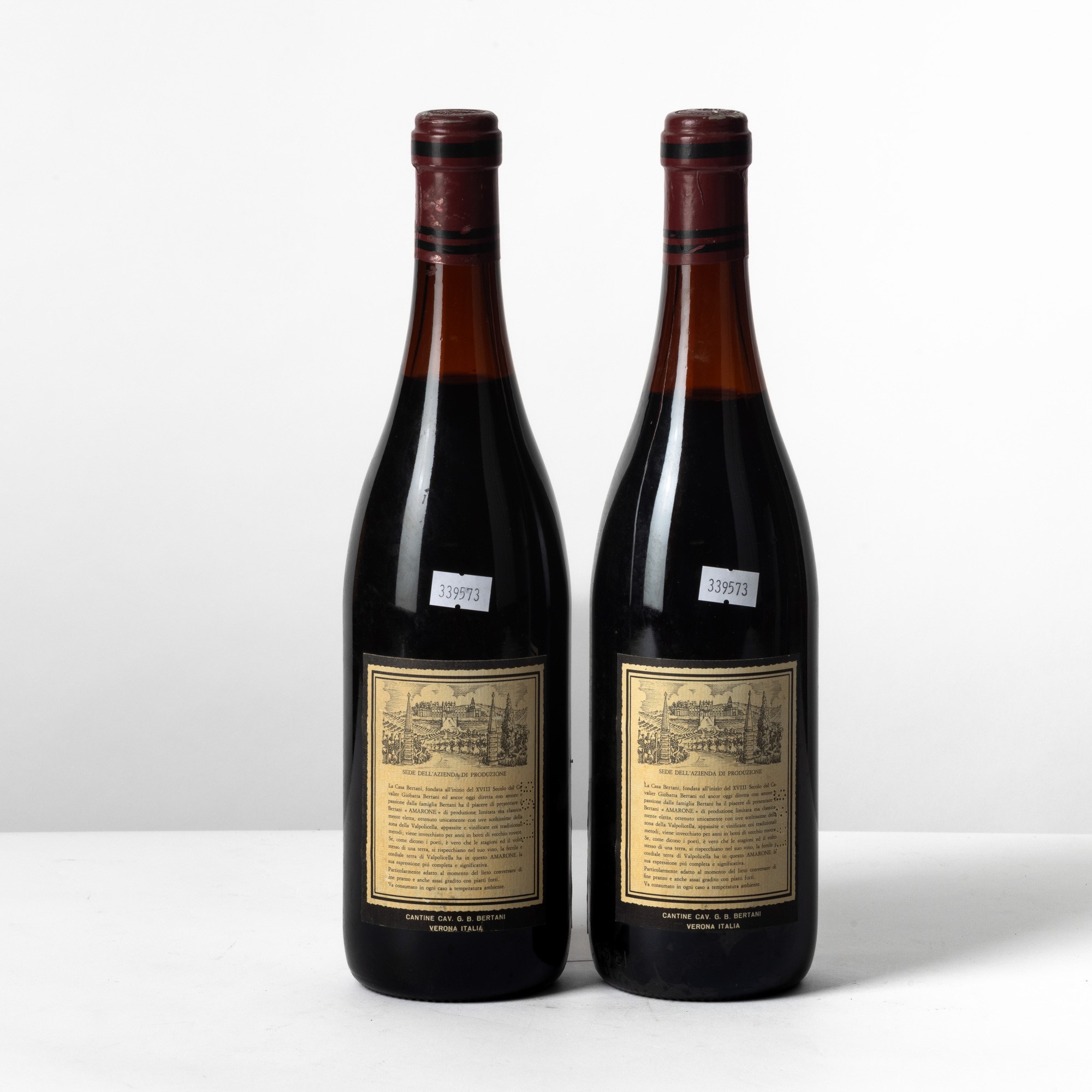 Bertani, Amarone Recioto Della Valpolicella 1972, 2 bottiglie da 75 cl