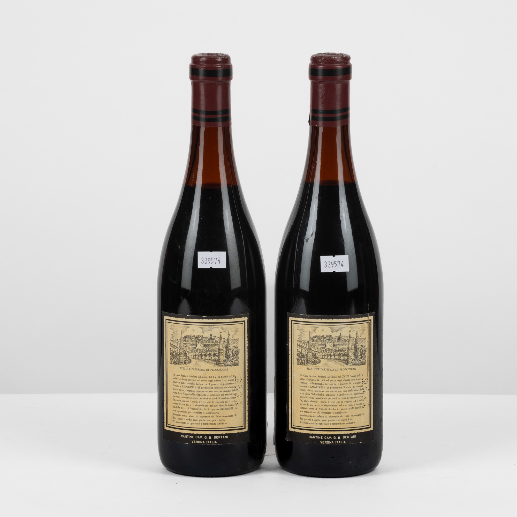 Bertani, Amarone Recioto Della Valpolicella 1972, 2 bottiglie da 75 cl