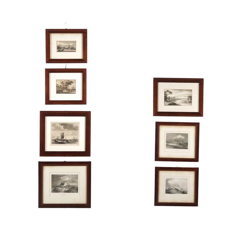 Raccolta di sette vedute, per lo più marittime. XIX-inizi XX secolo  - Auction Antiques - Cambi Casa d'Aste