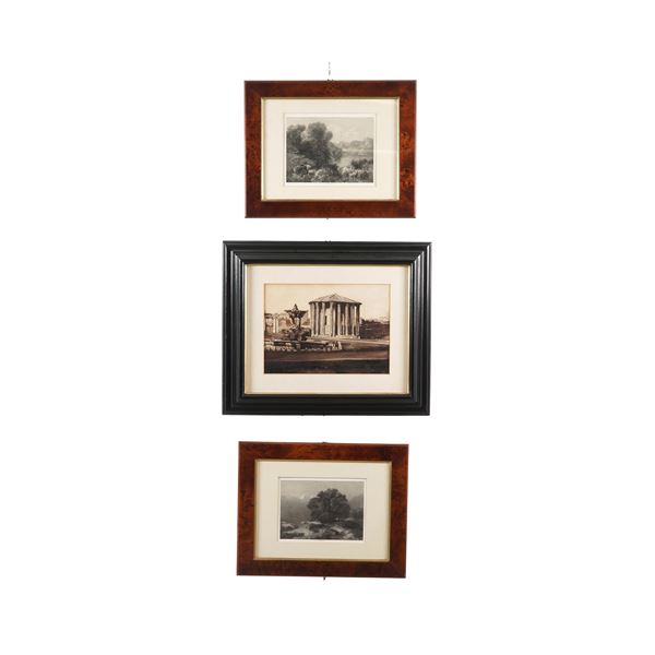 Incisore del XIX secolo Coppia di paesaggi