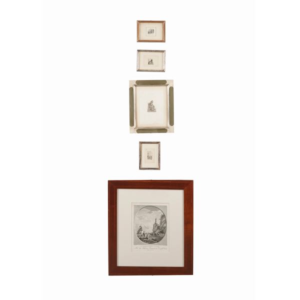 Incisore del XIX esecolo Cinque stampe diverse