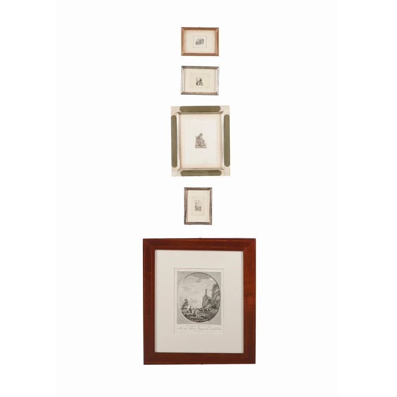 Incisore del XIX esecolo Cinque stampe diverse  - Asta Antiquariato - Cambi Casa d'Aste