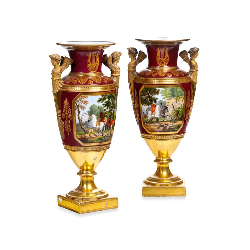 Coppia di vasi. Probabilmente Parigi, 1830 circa.  - Auction Italian Mansions - Cambi Casa d'Aste